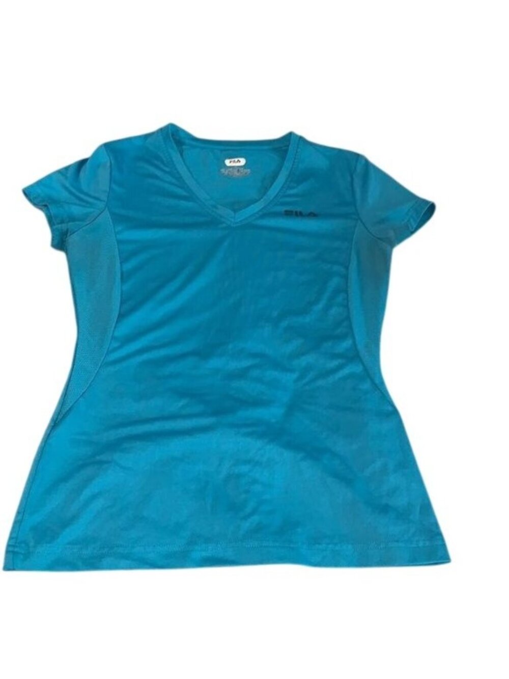 Fila Womens XS Blue V-Neck Activewear Shirt With Mesh Panels Polyester/Spandex B